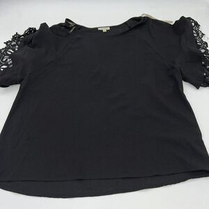 Umgee Black Blouse Lace Sleeve Detail Size Small